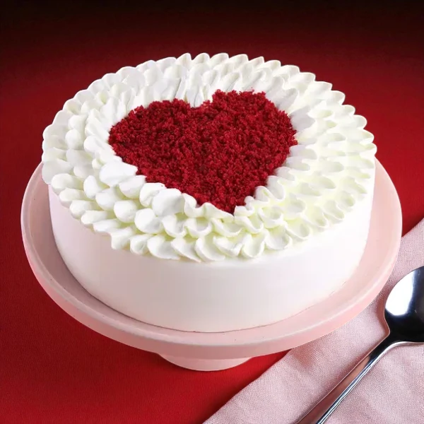 Blooming Velvet Cake – Heart Red Velvet Cake with Cream Frosting