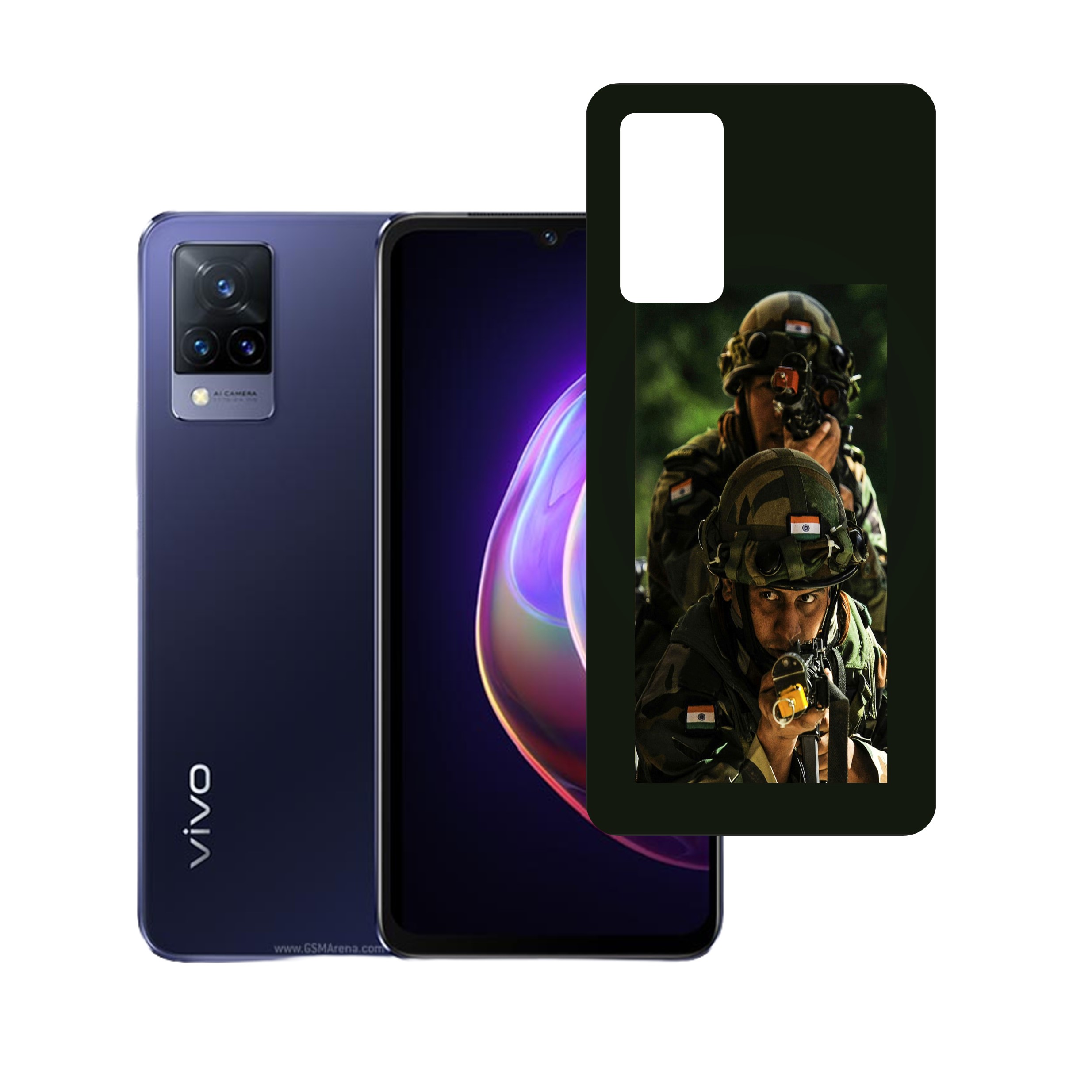 vivo V21sUV Embossed Touch Feel Combat Design back Skin Protector for  (Not a Tempered glass)