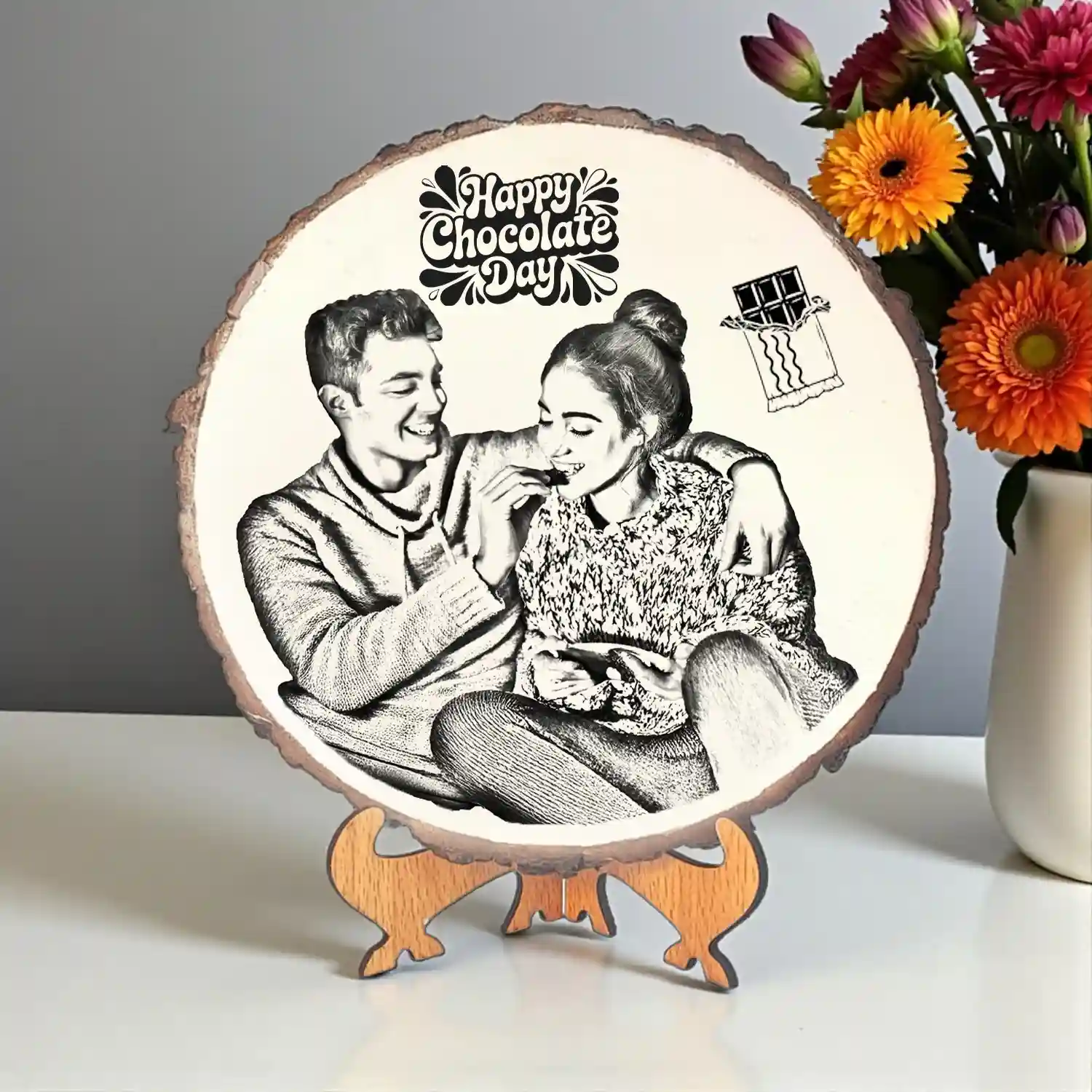 Personalized  Photo Frame – For Chocolate Day Mango Wood with Laser Engraving
