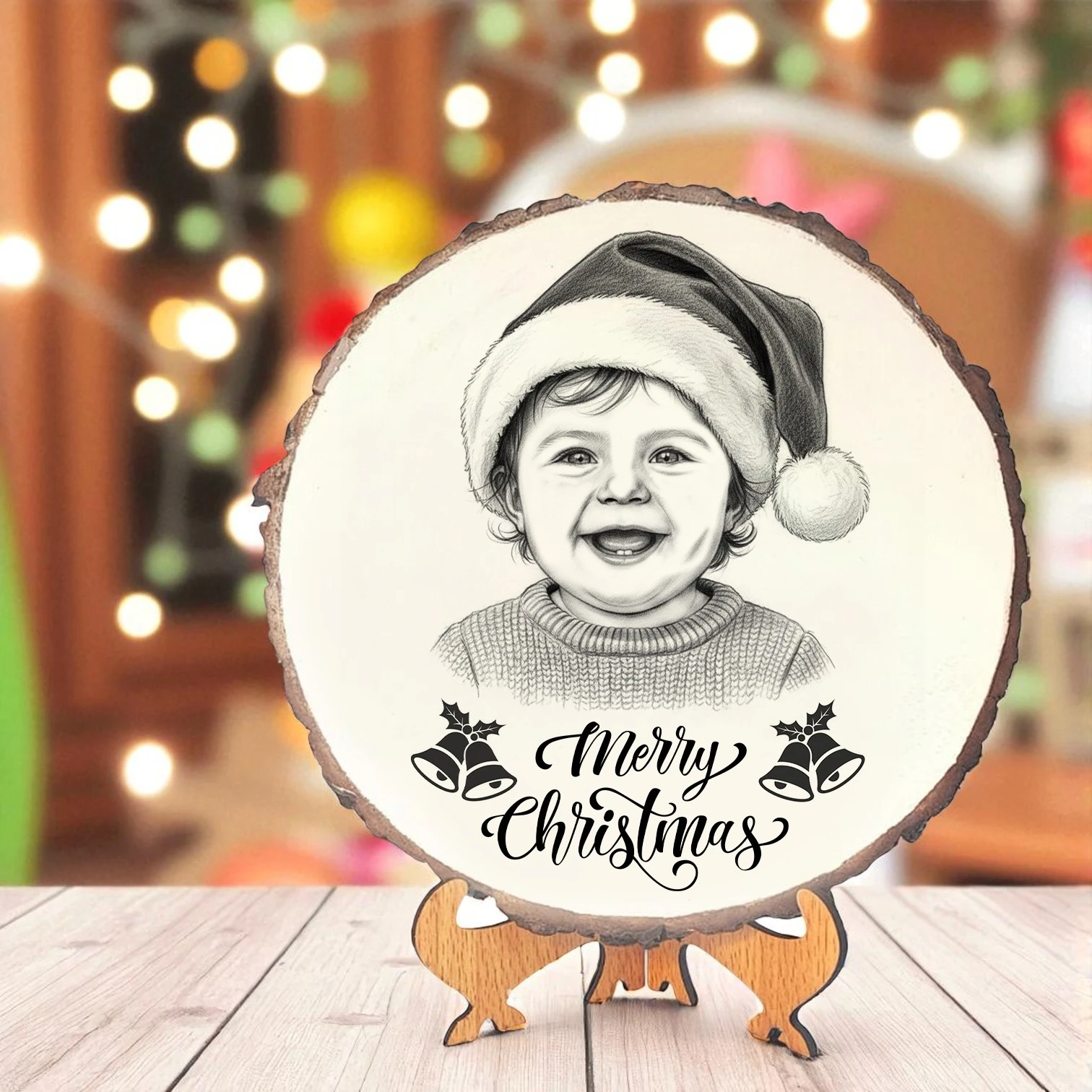 Personalized Christmas Photo Frame – Mango Wood with Laser Engraving  | DVMART®