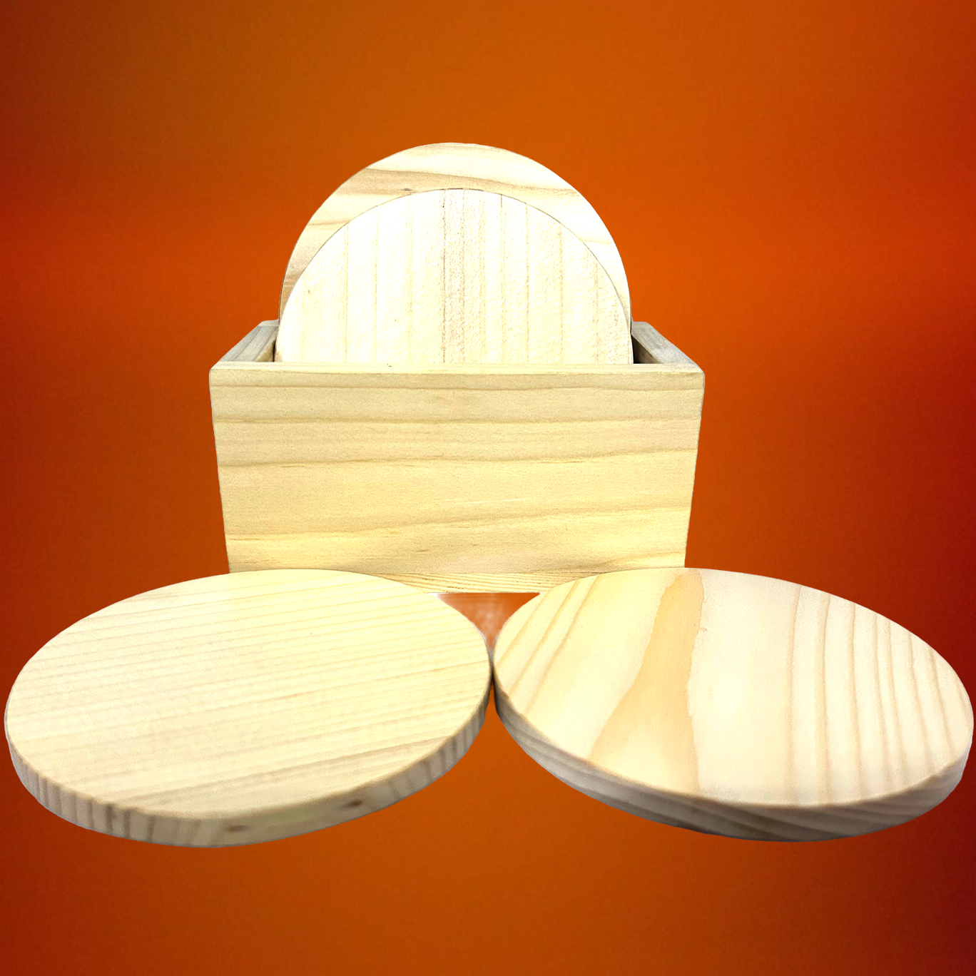 Round Shaped Tea Coffee Coasters Plain Wooden - (set of 4)