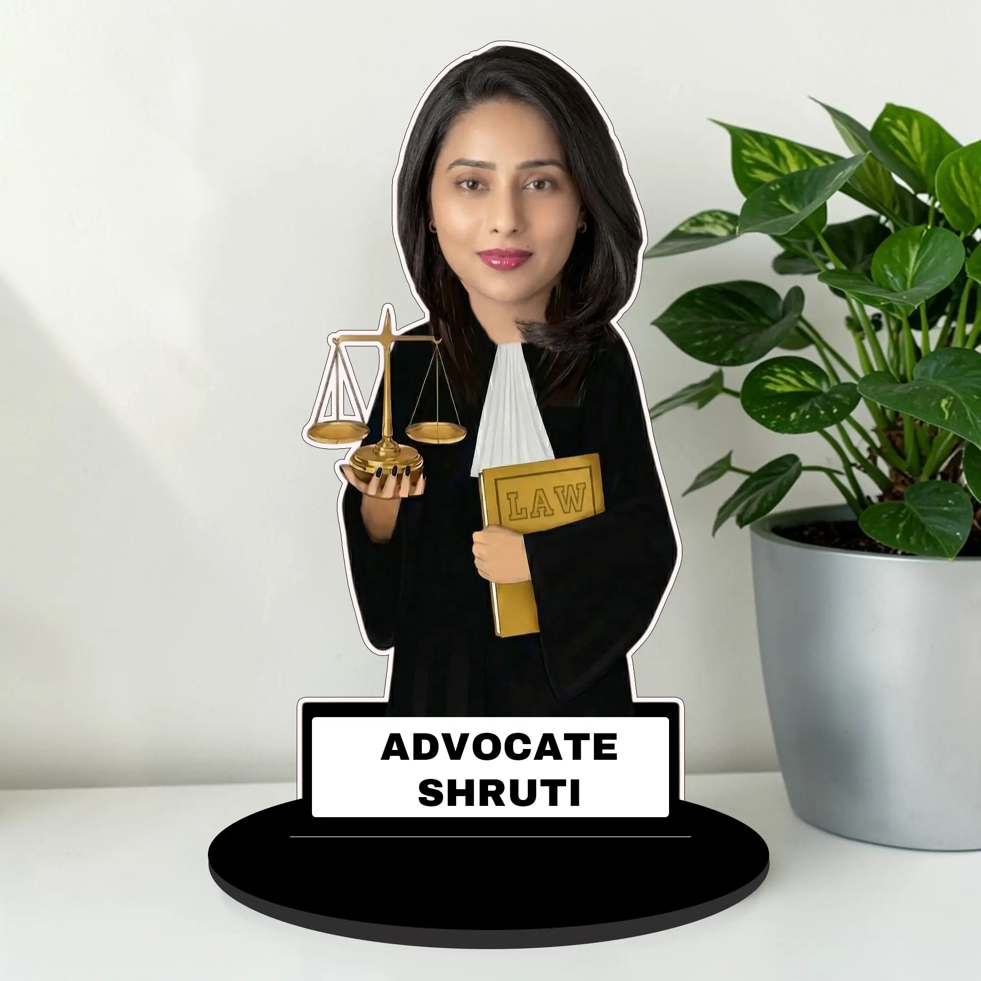 Personalized Advocate Caricature Standee with Name | Custom Lawyer Gift | MDF Wooden Table Top Caricature for Advocates | Unique Gift for Legal Professionals | Desk Decor | DVMART®
