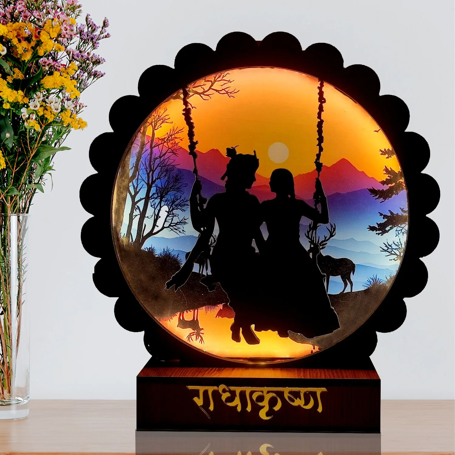 DVMART Acrylic Rechargeable LED Radhe Krishna Tabletop Devotional Gift – Spiritual Home Décor
