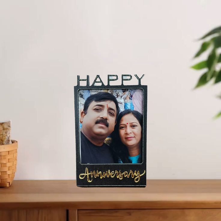 Personalized Happy Anniversary MDF Photo Frame for Couple – Customizable with Your Own Photo