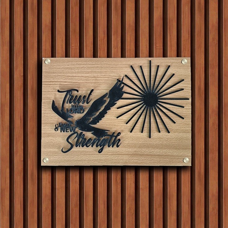 3D Motivational Wall Art in MDF – Flying Eagle with Sunburst