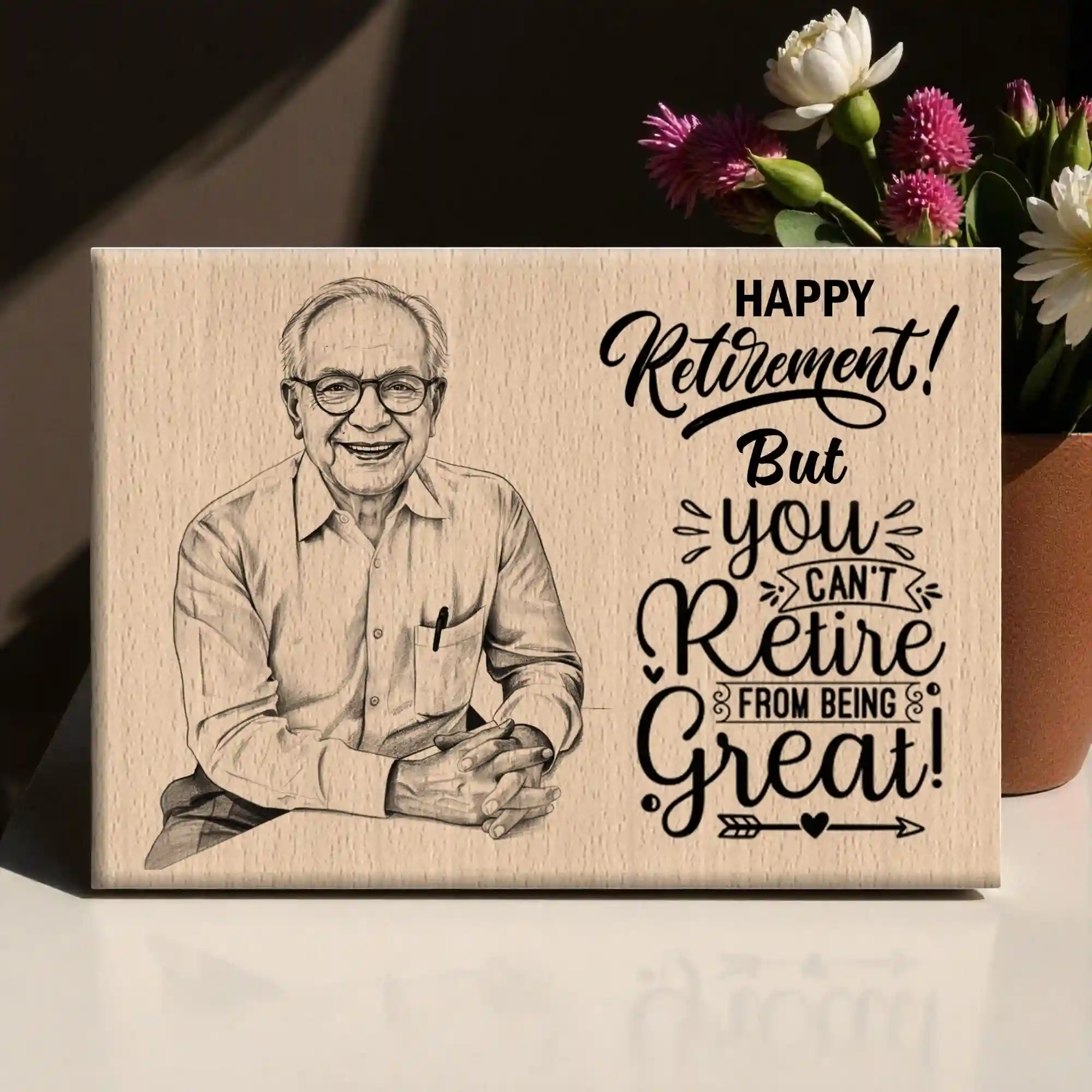 Personalized Steam Beech Wooden Happy Retirement Frame – Custom Engraved Farewell Gift by DVMART