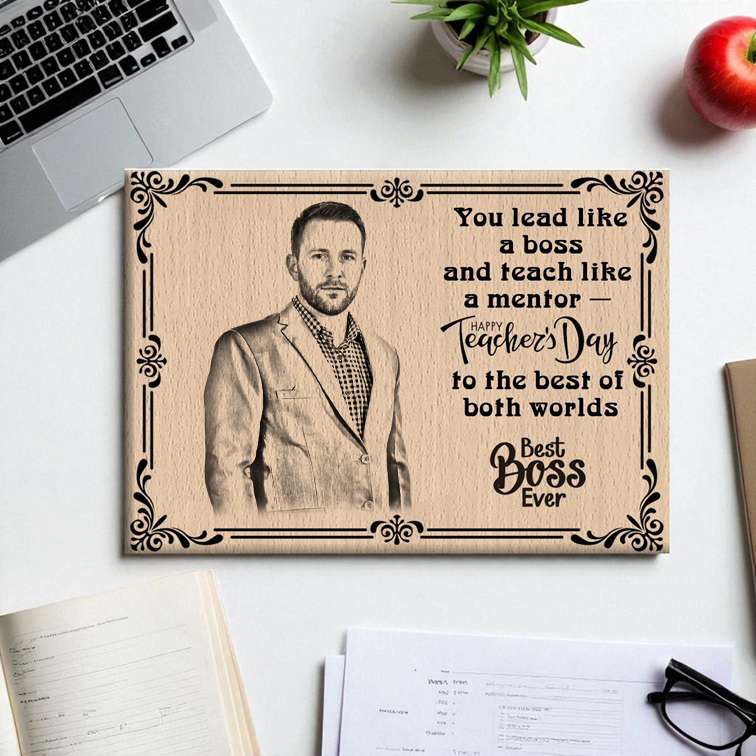 Teacher’s Day Gift for Boss | Best Boss Ever Wooden Frame | Mentor Appreciation Plaque | Office Desk Decor | Leadership Thank You Gift | Unique Corporate Gift Idea | DVMART®