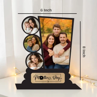Personalized Multi Photo Wooden Frame for Mom | Custom 4 Photo Mother’s Day Gift | MDF Table Top Collage Photo Frame | Unique Gift for Mother | Home Decor | DVMART® thumbnail 4