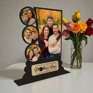 Personalized Multi Photo Wooden Frame for Mom | Custom 4 Photo Mother’s Day Gift | MDF Table Top Collage Photo Frame | Unique Gift for Mother | Home Decor | DVMART® thumbnail 2