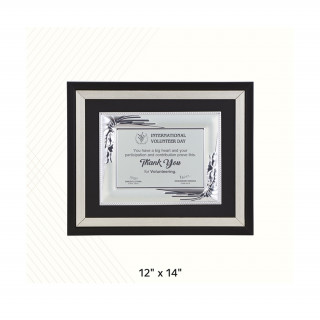 Black Satin Document Frame with White Over Grey Mat For Wooden