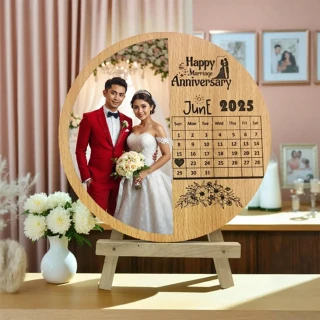 Sleek MDF Wooden Anniversary Frame – Personalized Engraved Wedding Gift for Couples