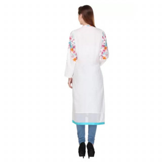 Women Floral Print Viscose Rayon Straight Kurta (Grey) thumbnail 2
