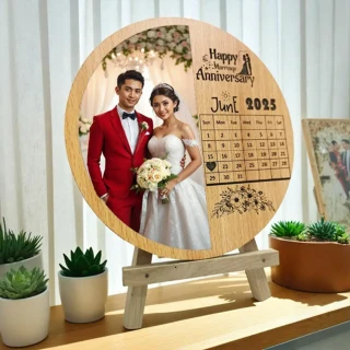 Sleek MDF Wooden Anniversary Frame – Personalized Engraved Wedding Gift for Couples thumbnail 2