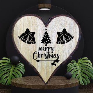 Christmas Day Personalized Heart Shape Engraved Customized Wooden Plaque Gift