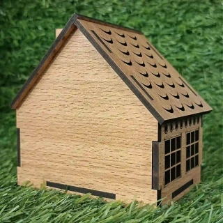 3D-DIY MDF Wooden House Model with 2 Windows | Miniature Craft Kit for Home Decor & DIY Projects- 4 Inch (10cm) thumbnail 2
