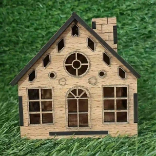 3D-DIY MDF Wooden House Model with 2 Windows | Miniature Craft Kit for Home Decor & DIY Projects- 4 Inch (10cm) thumbnail 4