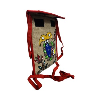 Madhubani Craft Colorful Mithila Painting Mobile pouch|  Jute Handbag Purse and pouch (Associated design) thumbnail 3