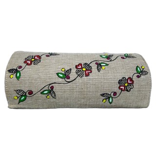 Mithila painting Hand Made creation Jute Clutches Vibrant color Handbag Purse and pouch (Associated design) thumbnail 4