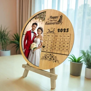 Sleek MDF Wooden Anniversary Frame – Personalized Engraved Wedding Gift for Couples thumbnail 3
