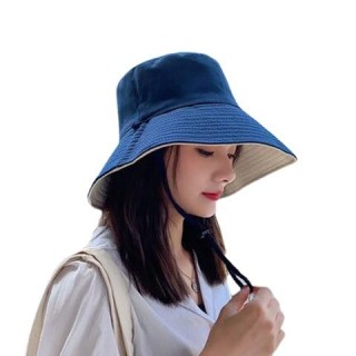 Bucket Cap Hats Reversible for Women UV Protection Wide Brim Summer for Girls Breathable Casual Beach Sun Protection (Beige and Blue Reversible) thumbnail 4