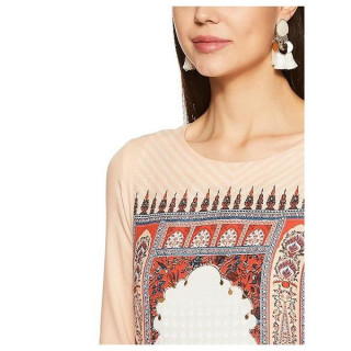 Women Printed Viscose Rayon Straight Kurta  (Pink) thumbnail 3