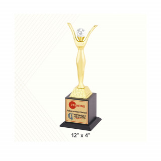 Brass Golden Lady Trophy With Diamond