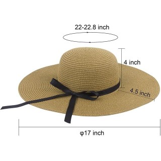 Foldable Wide Brim Bowknot Beach and Summer Straw Sun Hat caps for Girls UV Protection thumbnail 4