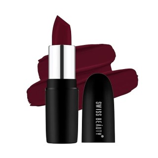 Swiss Beauty Pure Matte Lipstick  Long Lasting Hydrating & Lightweight Lipstick Red Wine 3.8gm