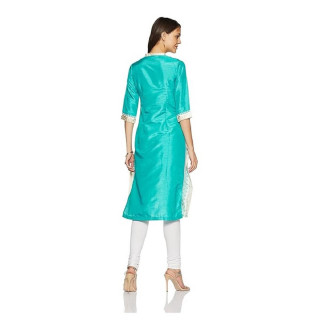 Women's Straight Kurta Teal thumbnail 3