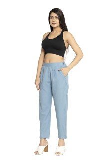 Denim Blue Women's Regular Fit Casual Pants Dnm Blue