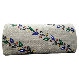 Hand Made Madhubani painting creation Jute Clutches Vibrant color Handbag Purse and pouch (Associated design) thumbnail 4