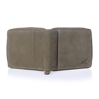 Original Leather Green Colored Zipper Wallet for Mens & Boys with Multiple Pockets