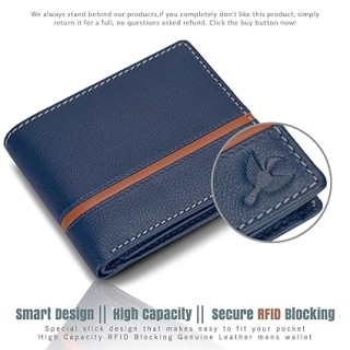Wallets Men Genuine Leather Navy for Men with RFID Blocking thumbnail 4