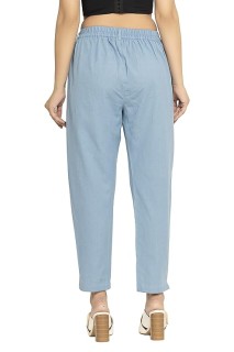 Denim Blue Women's Regular Fit Casual Pants Dnm Blue thumbnail 4