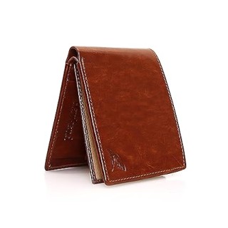 Tan Faux Leather Wallet Faux Leather for Men's  with 6 Credit Card Holder Classy Gift Box Flap & Loop