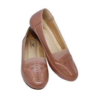 Comfortable and Fashionable Artificial Leather Beige Heel Ballerinas For Women