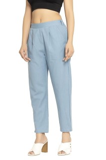 Denim Blue Women's Regular Fit Casual Pants Dnm Blue thumbnail 2