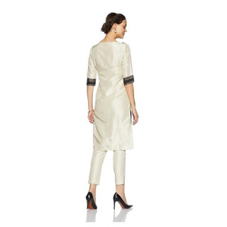 Women Printed Cotton Blend Straight Kurta  (Black) thumbnail 4