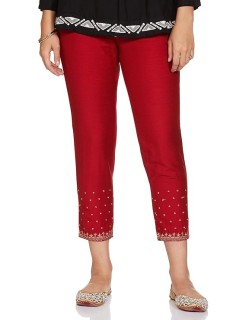 Polyester Red  Pants Women Red