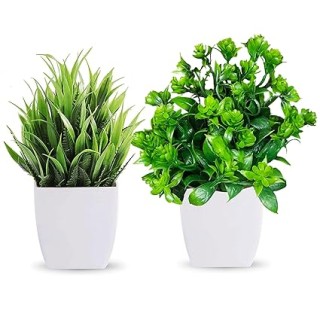 Mini Artificial Plants 2 Pack Fake Trees for Home Decor Artificial Plants with Pot Indoor Living Room