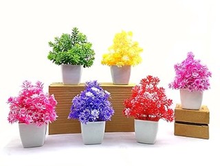 Plants with Pot Multi Color Flowers for Home Decor Living Room Office Desk Top Mini Decorative Samll Succulent Bonsai with Pots Indoor (Pack of 6)