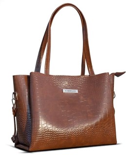 Croco Pattern Tote Bags For Womens Big Purses And Handbags Ladies Shoulder From ( Brown )