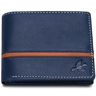 Wallets Men Genuine Leather Navy for Men with RFID Blocking