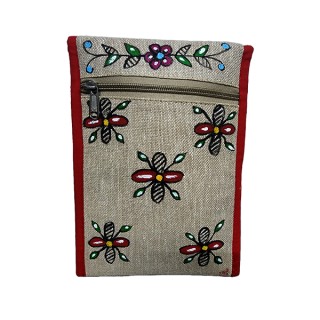 Mobile pouch| Madhubani Painting Handicraf Jute| Hand Painted Handbag Purse and pouch (Associated design) thumbnail 4