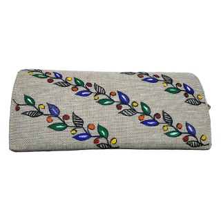 Mithila painting Hand Made creation Jute Clutches Vibrant color Handbag Purse and pouch (Associated design) thumbnail 4