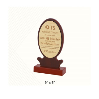 9 x 5 Inch Brown Wooden Award Trophy