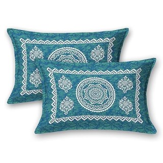 Jaipuri Printed Bedsheet Cotton Blend Traditional Mandala for Double Bed King Size with 2 Pillow Covers Sea Green thumbnail 4