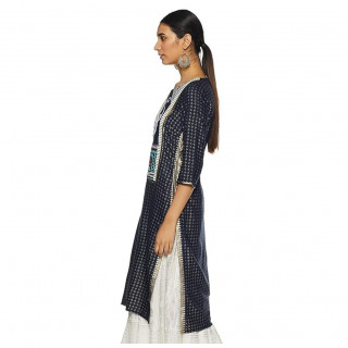 Women's Synthetic Straight Kurta Blue thumbnail 5