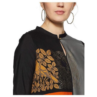 Women's Straight Kurta Black thumbnail 2