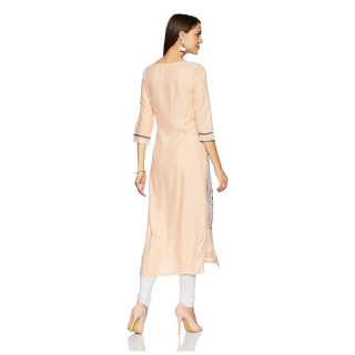 Women Printed Viscose Rayon Straight Kurta  (Pink) thumbnail 2